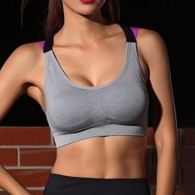 Fitness Yoga Push Up Sports Bra for Womens Gym Running Padded Tank Top Athletic Vest Underwear Shockproof Strappy Sport Bra Top (Color: GRAY, size: M)