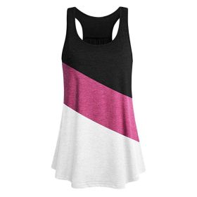 Summer Color Matching Sleeveless Round Neck Vest Women's Fitness Sports Shirt (Color: grey, size: S)