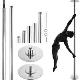 VEVOR Professional Dancing Pole, Spinning Static Dancing Pole Kit, Portable Removable Pole, 45mm Heavy-Duty Stainless Steel Pole (Steel Pipe Color: Silver, Length Range: 86-104 inches)